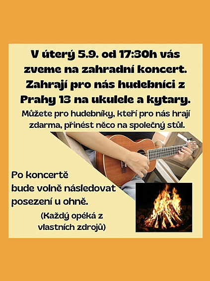 Koncert - hra na ukulelel na komunitní zahradě Prokopka