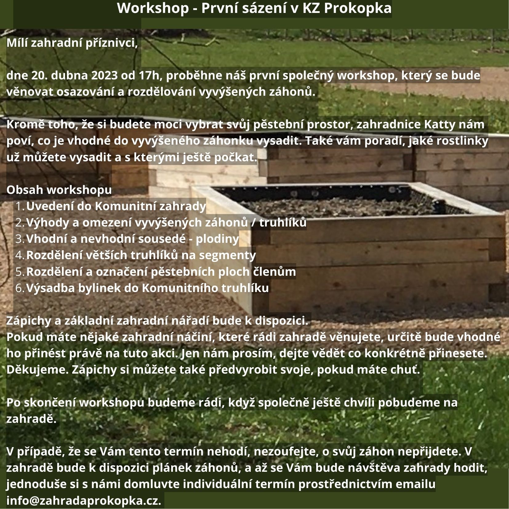 Workshop - první sázení v komunitní zahradě Prokopka na Praze 13
