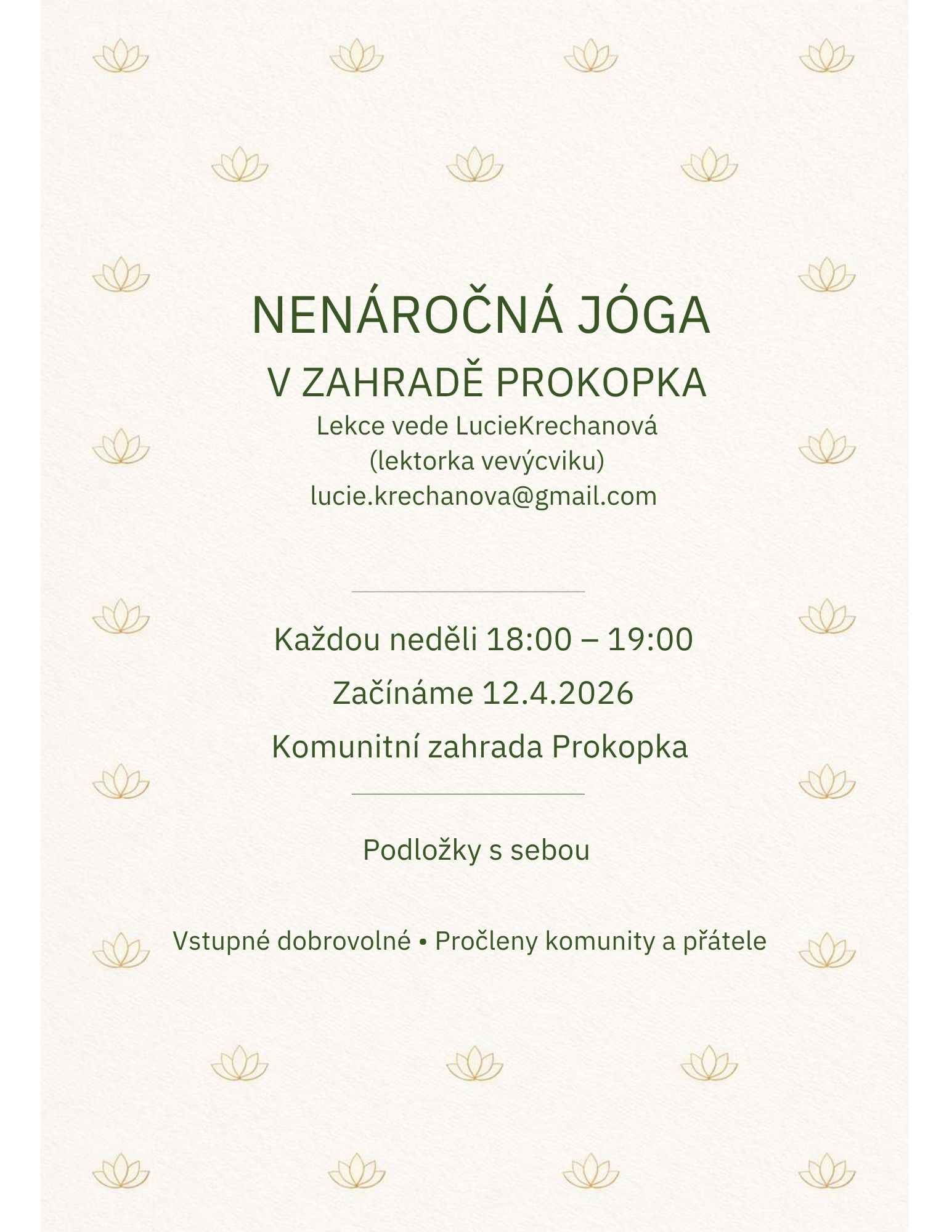 Jóga v komunitní zahradě Prokopka na Jihozápadním městě Praha 13