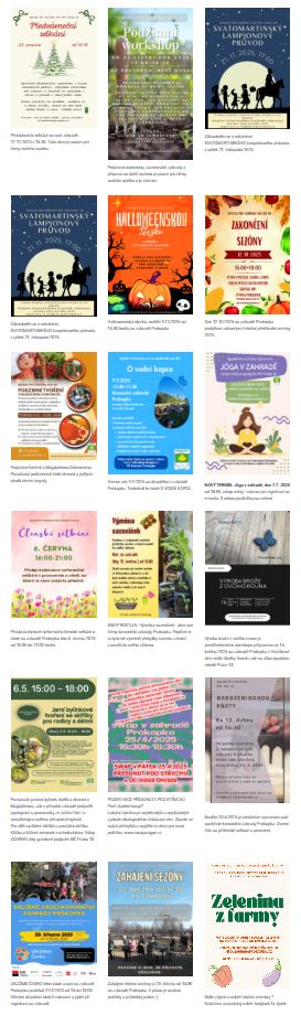 Akce v komunitní zahradě Prokopka. Rok 2025 .